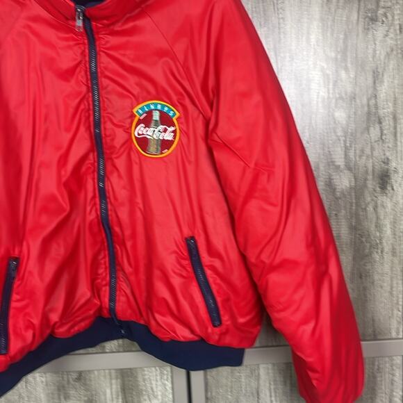 Vintage 80's Coca Cola Satin Bomber Style Jacket Men's XL - Picture 3 of 11